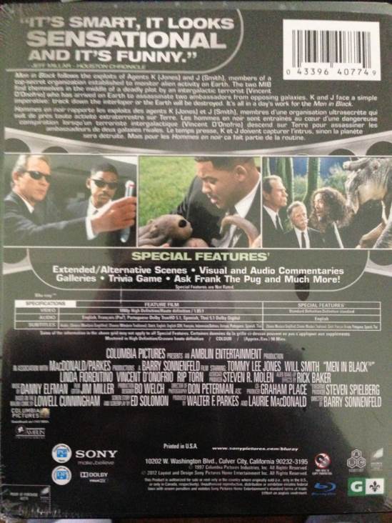 Men In Black Blu-ray movie collectible [Barcode 043396401389] - Main Image 2