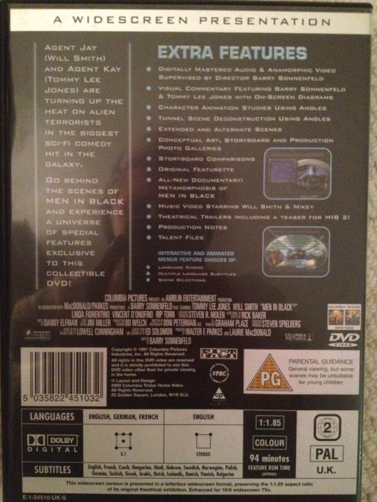 Men in Black DVD movie collectible [Barcode 5035822451032] - Main Image 2