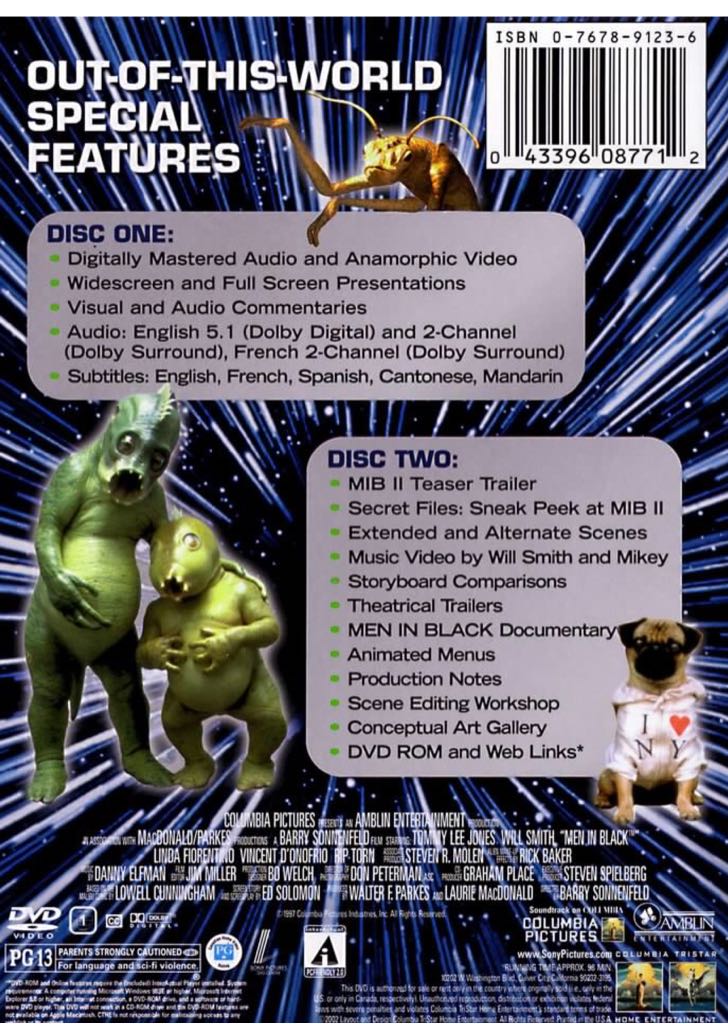 Men in Black DVD movie collectible [Barcode 9317731007330] - Main Image 2