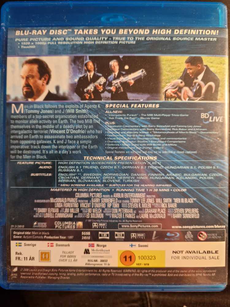 Men in Black Blu-ray movie collectible [Barcode 93177310505089] - Main Image 2