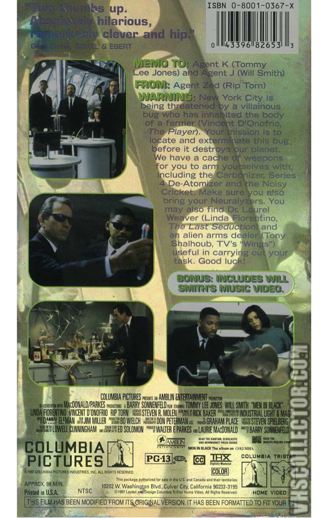 Men in Black VHS movie collectible - Main Image 2