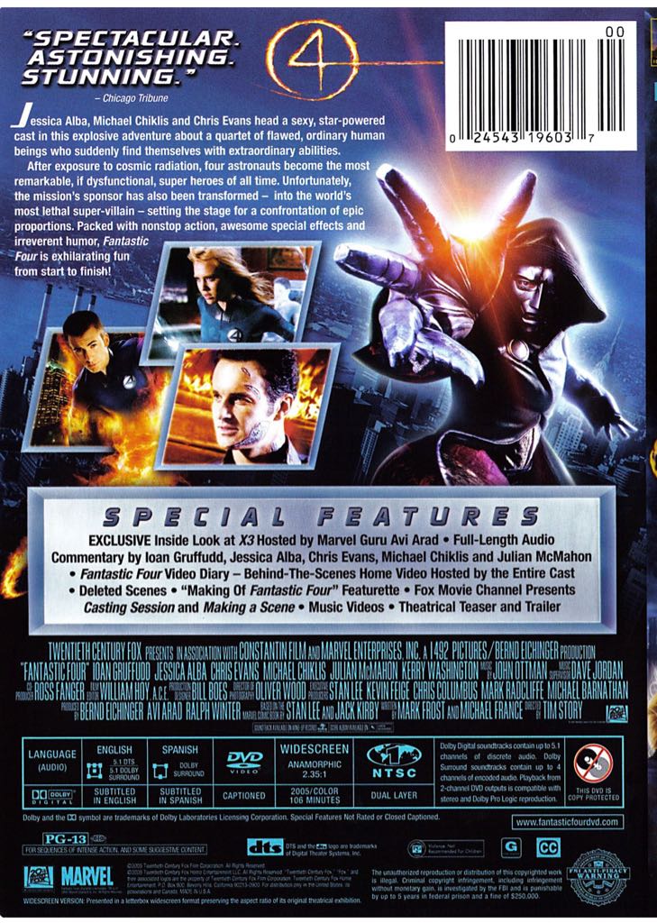 Fantastic 4 DVD movie collectible [Barcode 024543196099] - Main Image 2
