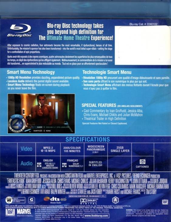 Fantastic Four Blu-ray movie collectible [Barcode 024543401018] - Main Image 2