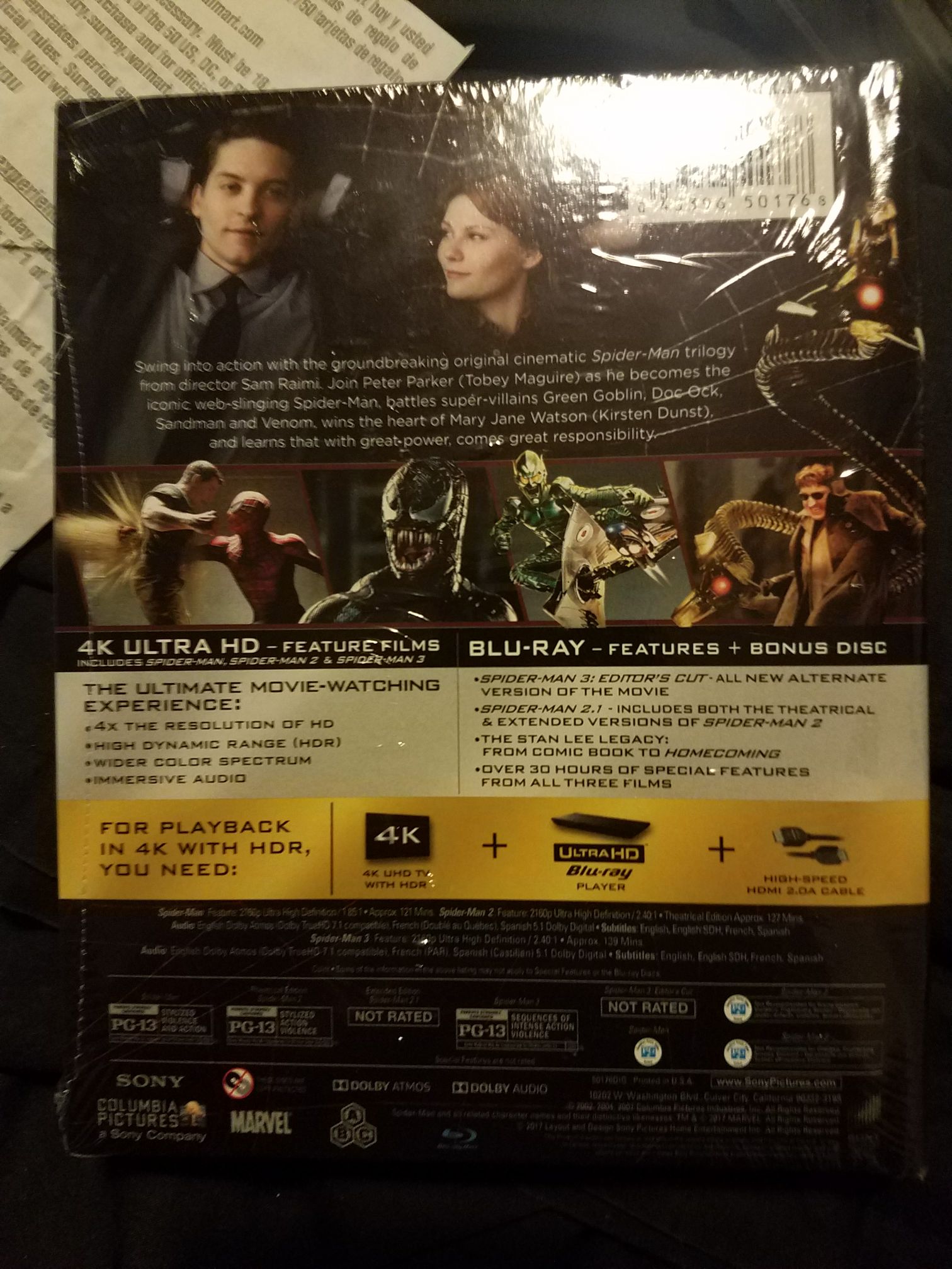 Spider-Man: 3-Movie Collection 4K Ultra HD movie collectible [Barcode 043396501768] - Main Image 2