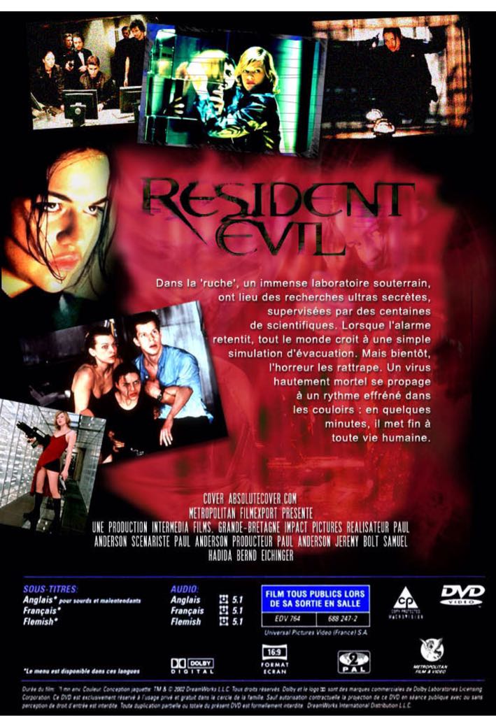 Resident Evil 1 DVD movie collectible [Barcode 743219337290] - Main Image 2