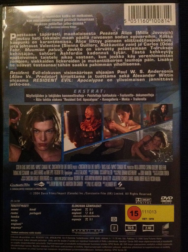 Resident Evil 2: Apocalypse DVD movie collectible [Barcode 5051160100814] - Main Image 2