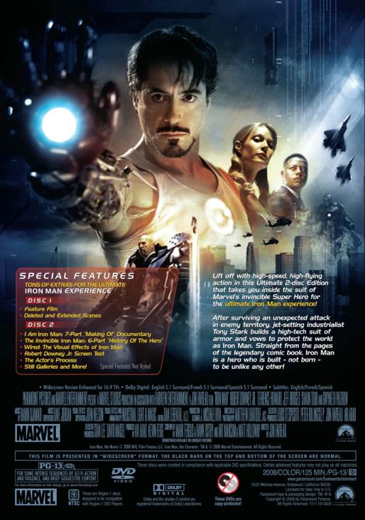Iron Man Blu-ray movie collectible [Barcode 097361385747] - Main Image 2