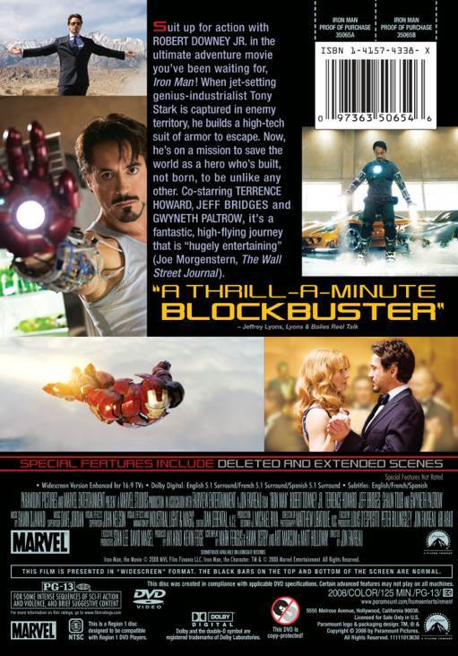 Iron Man DVD movie collectible [Barcode 3475001006677] - Main Image 2