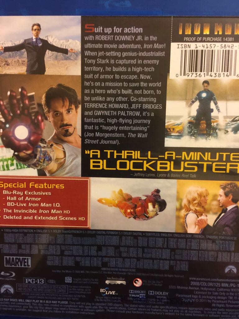 Iron Man Blu-ray movie collectible - Main Image 2