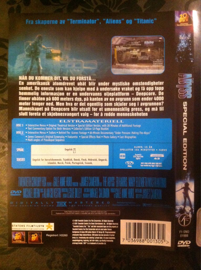 The Abyss DVD movie collectible [Barcode 7036988001305] - Main Image 2