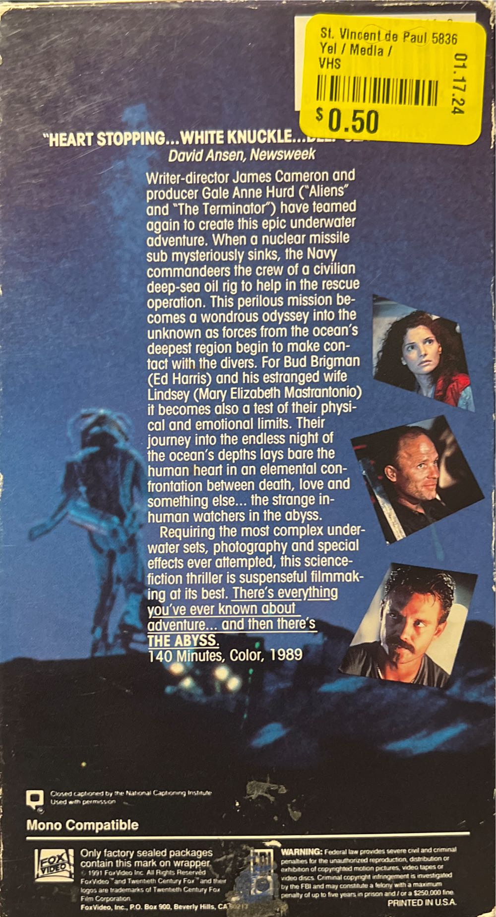 The Abyss VHS movie collectible [Barcode 9321337107332] - Main Image 2