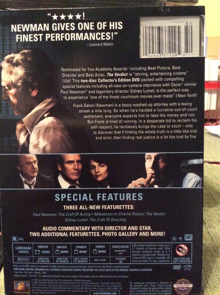 The Verdict DVD movie collectible [Barcode 024543372295] - Main Image 2