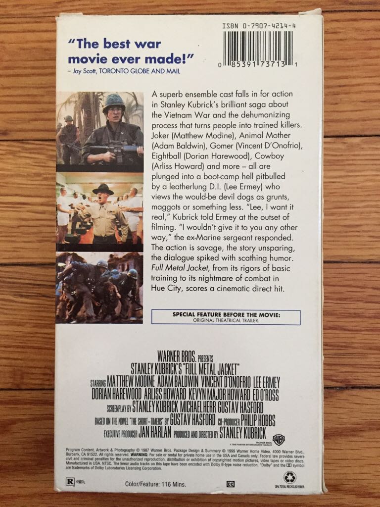 Full Metal Jacket VHS movie collectible [Barcode 085391737131] - Main Image 2