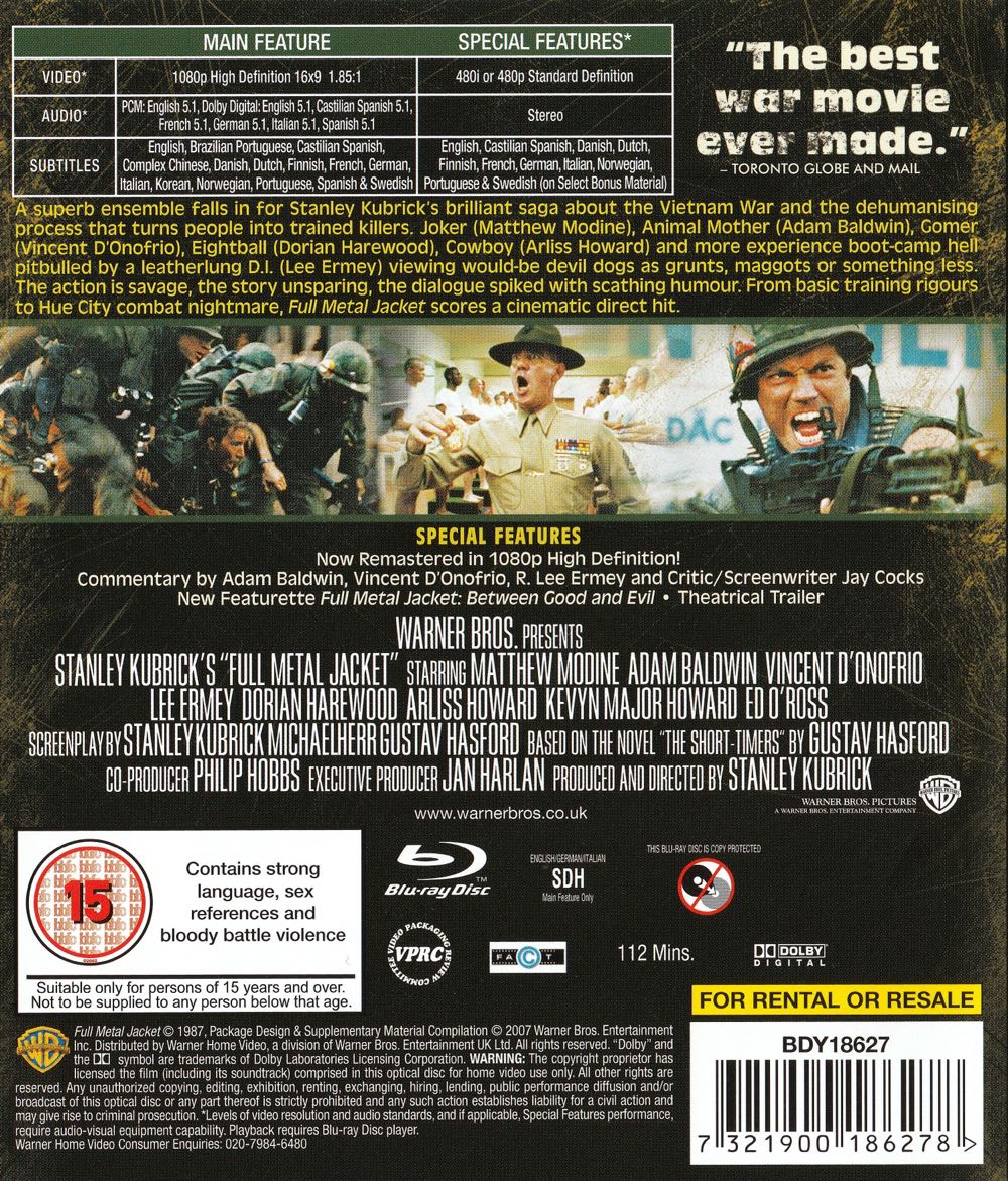 Full Metal Jacket Blu-ray movie collectible [Barcode 7321900186278] - Main Image 2