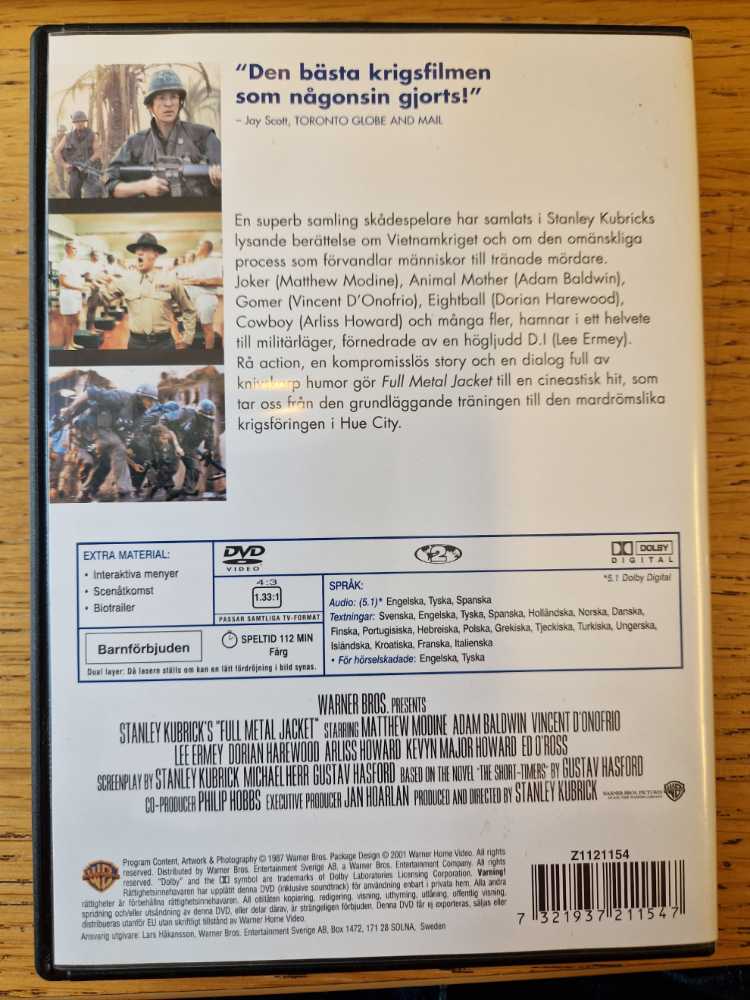 Full Metal Jacket DVD movie collectible [Barcode 7321937211547] - Main Image 2