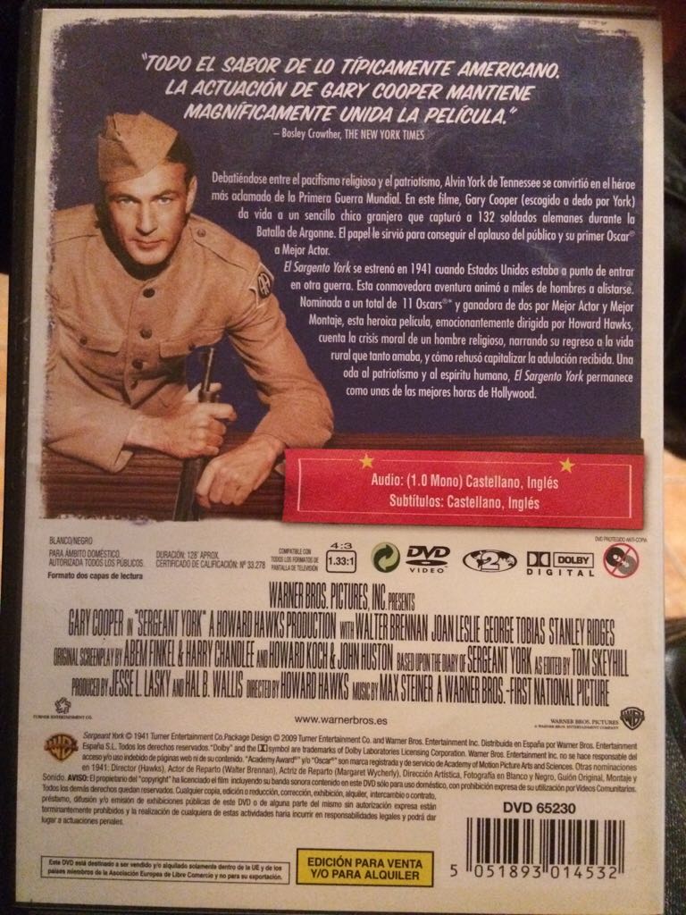 Sergeant York Movies Anywhere movie collectible [Barcode 5051893014532] - Main Image 2
