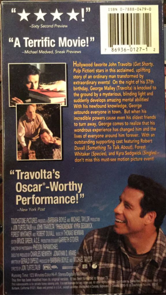 Phenomenon VHS movie collectible [Barcode 786936012712] - Main Image 2