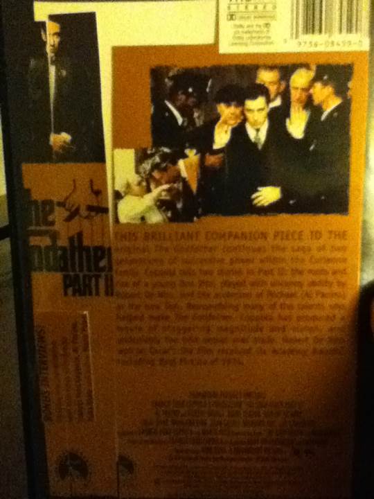 The Godfather Part II/Bin 17 VHS movie collectible [Barcode 097360845938] - Main Image 2