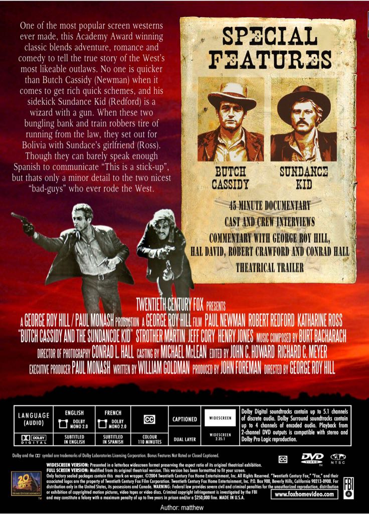 Butch Cassidy and the Sundance Kid DVD movie collectible [Barcode 024543000273] - Main Image 2