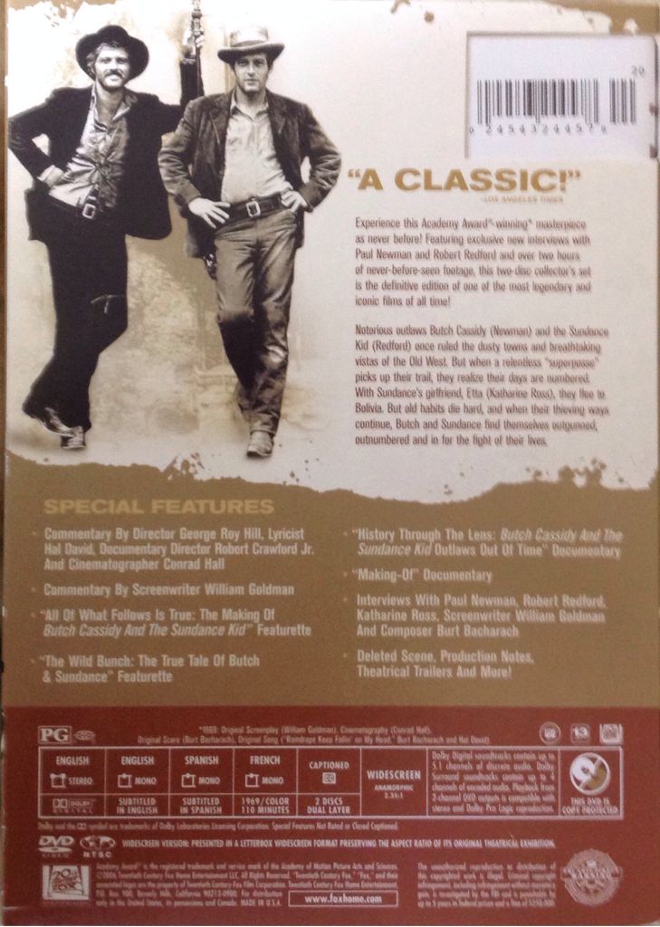 Butch Cassidy And The Sundance Kid (Cinema Showcase DVD/UPC: 024543244578) DVD movie collectible [Barcode 024543244578] - Main Image 2