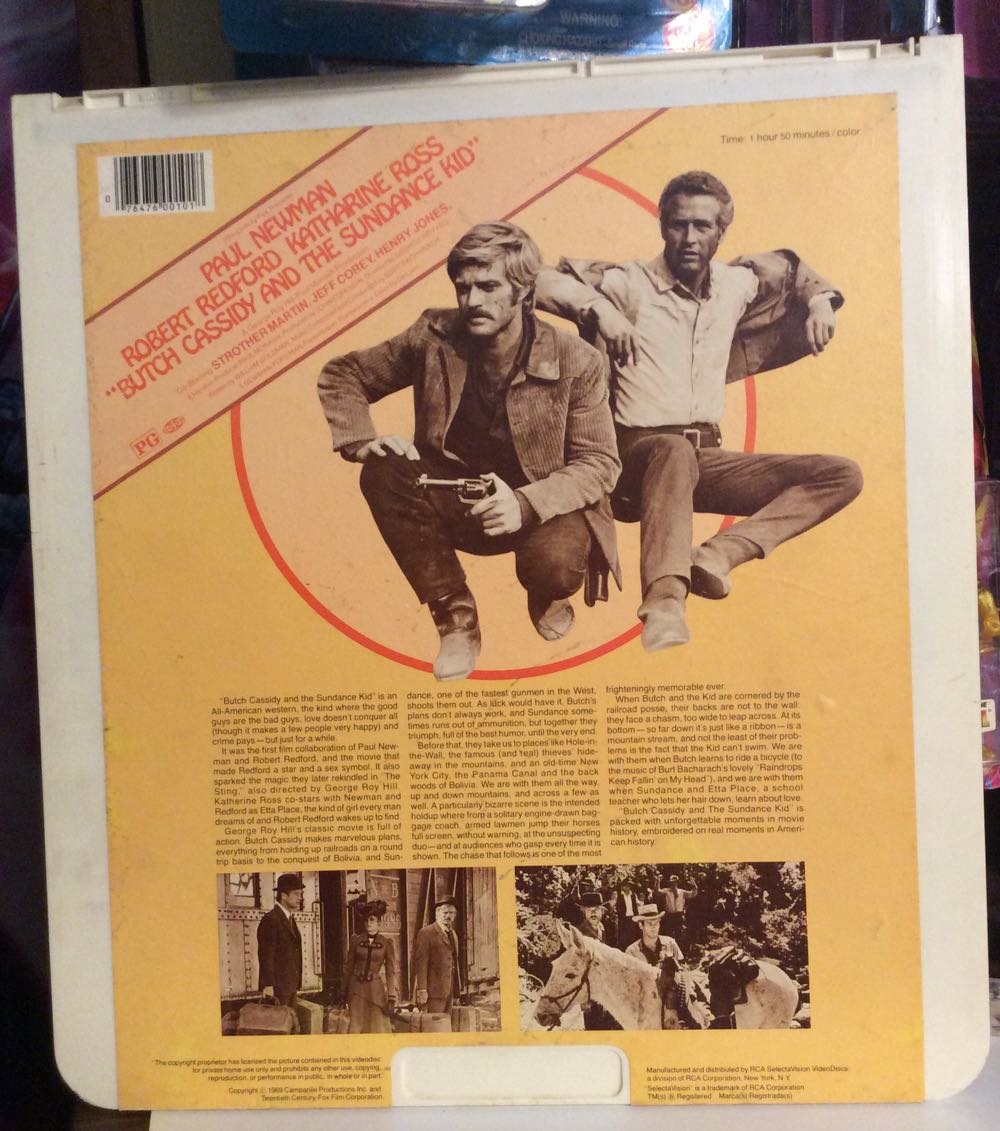 Butch Cassidy and the Sundance Kid CED movie collectible [Barcode 076476001018] - Main Image 2