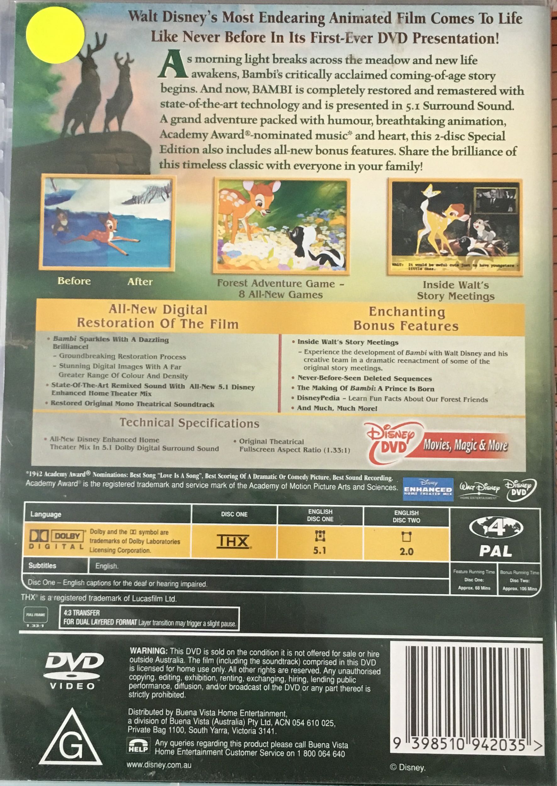 Bambi DVD movie collectible [Barcode 9398510942035] - Main Image 2