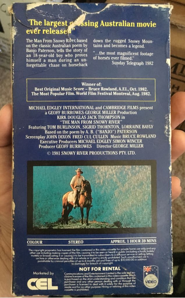 The Man From Snowy River VHS movie collectible [Barcode 086162123337] - Main Image 2