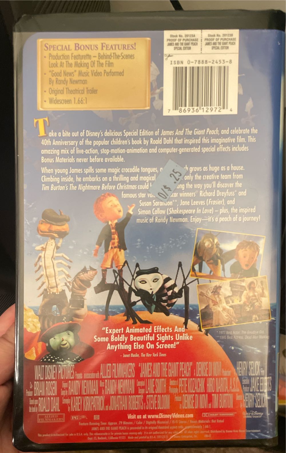 James and the Giant Peach VHS movie collectible [Barcode 786936129724] - Main Image 2
