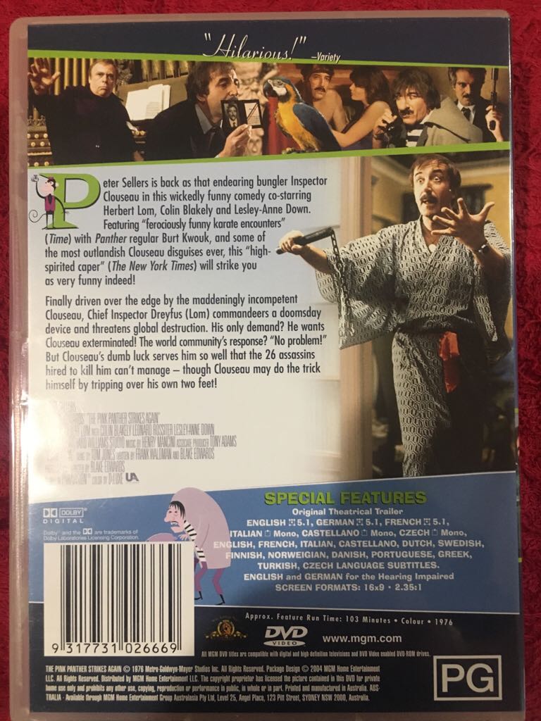 The Pink Panther4 Strikes Again DVD movie collectible [Barcode 9317731026669] - Main Image 2