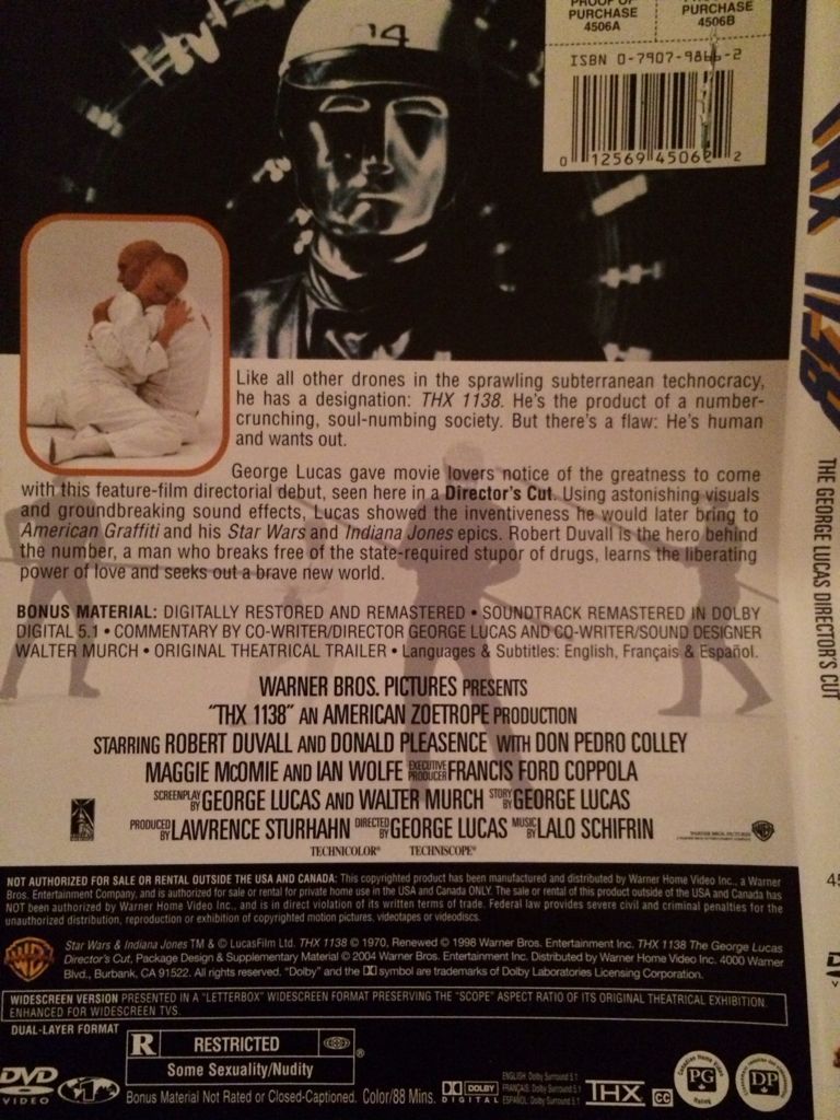 THX 1138 DVD movie collectible [Barcode 012569450622] - Main Image 2