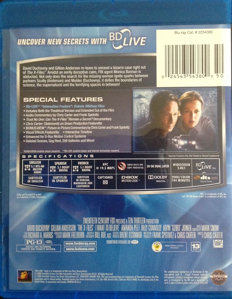 The X-files: I Want to Believe Blu-ray movie collectible - Main Image 2