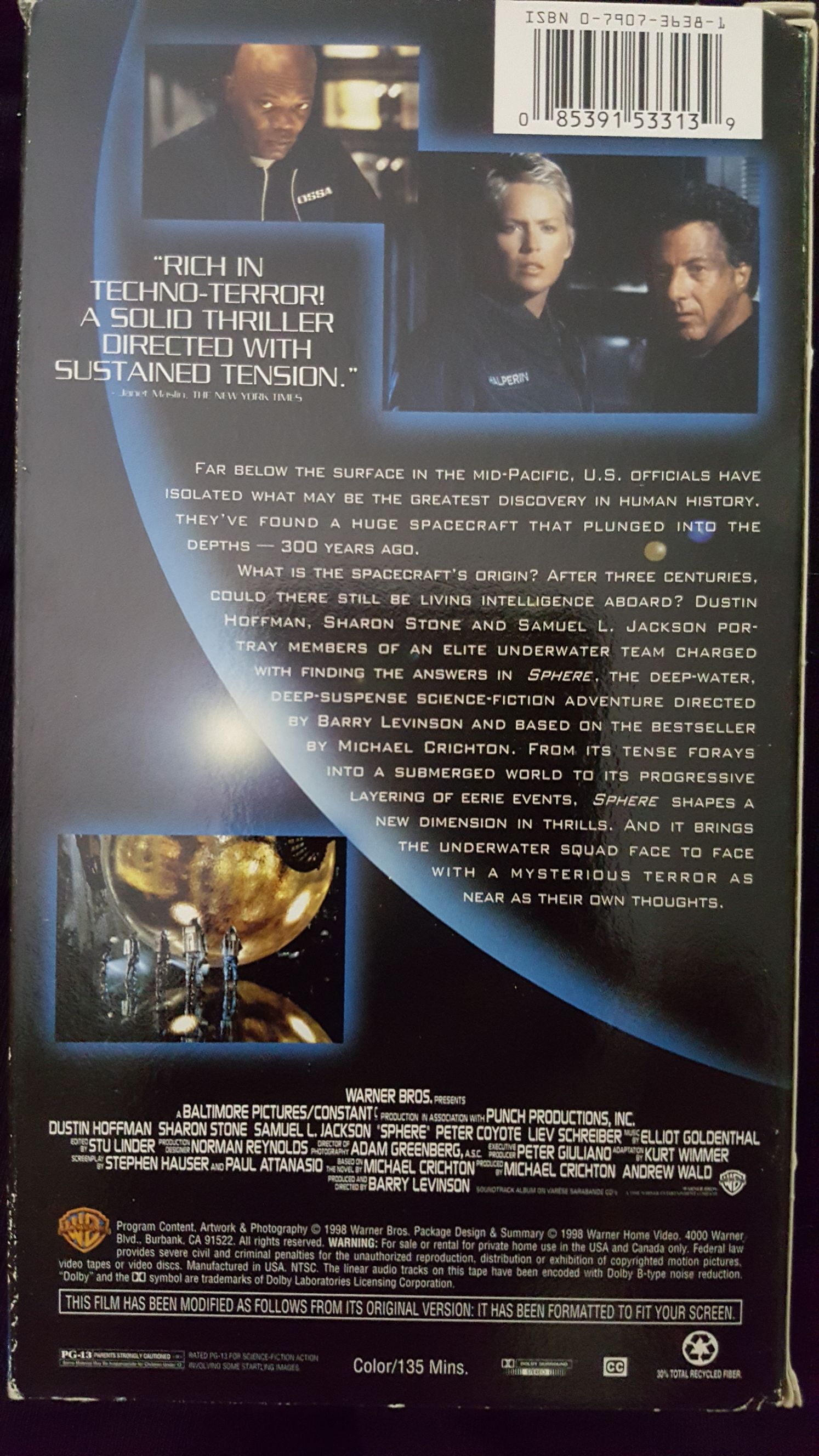 Sphere (VHS) VHS movie collectible [Barcode 085391533139] - Main Image 2