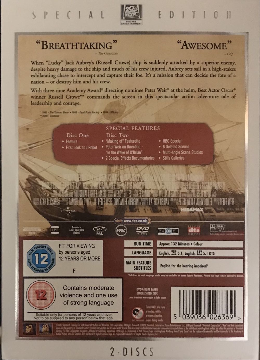 Master and Commander: The Far Side of the World DVD movie collectible [Barcode 5039036026369] - Main Image 2