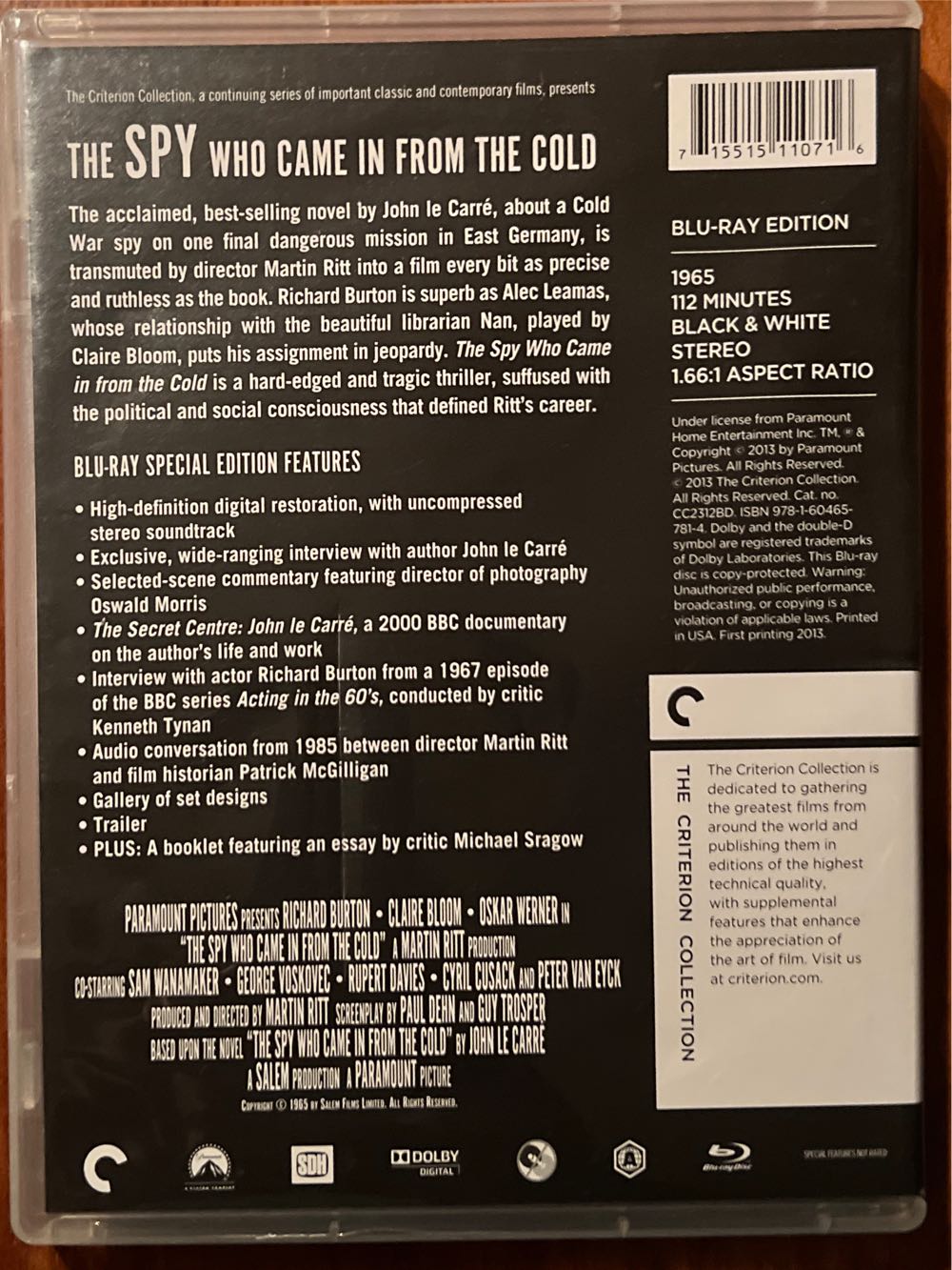 The Spy Who Came in From the Cold Blu-ray movie collectible [Barcode 715515110716] - Main Image 3