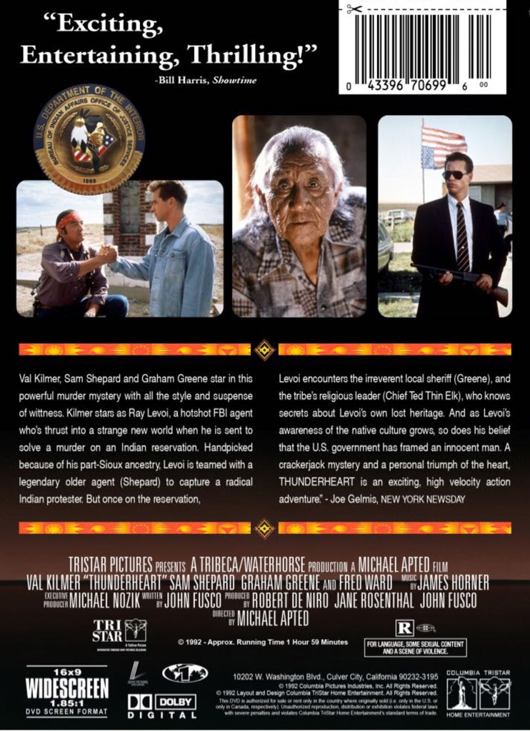 Thunderheart Blu-ray movie collectible [Barcode 043396706996] - Main Image 2