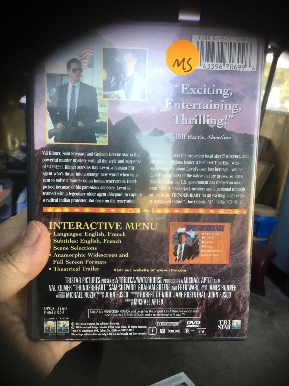 Thunderheart Blu-ray movie collectible [Barcode 043396706996] - Main Image 4