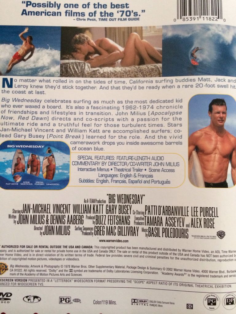 Big Wednesday DVD movie collectible [Barcode 085391118220] - Main Image 2