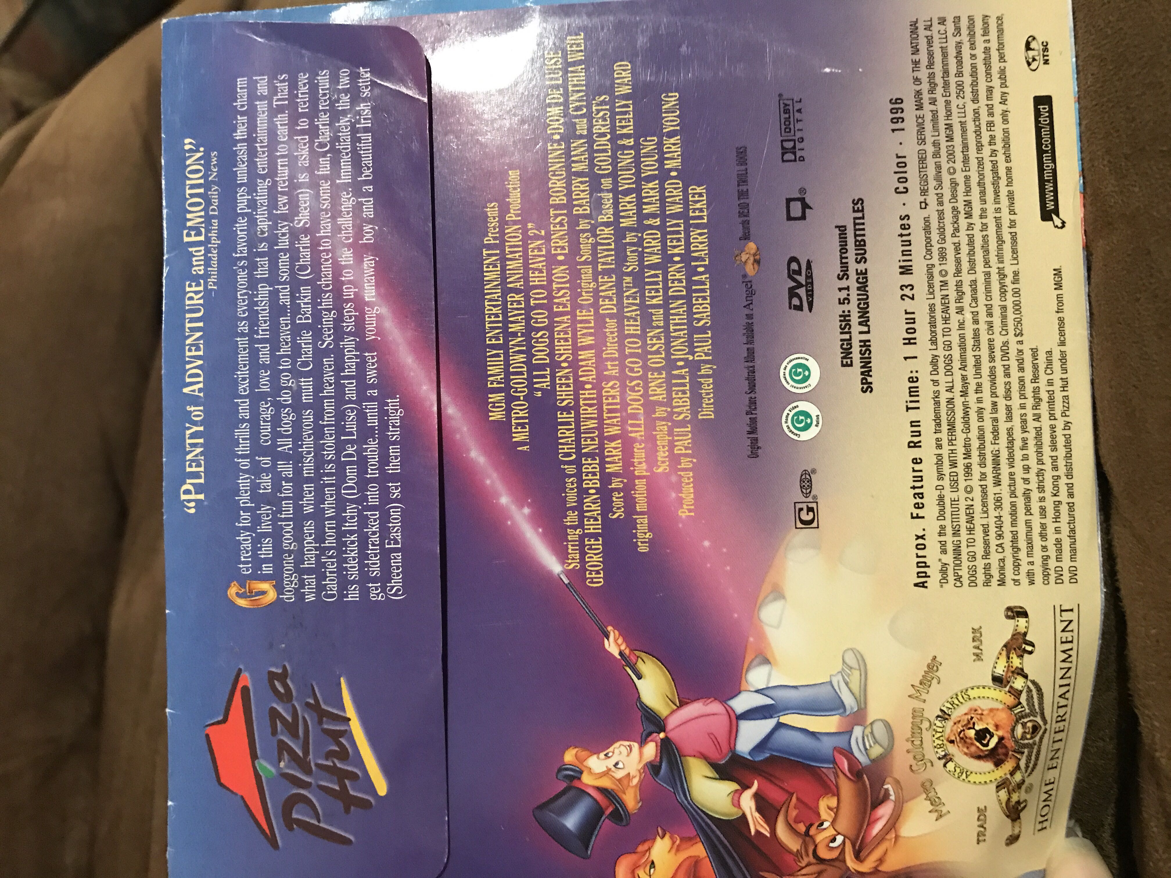 All Dogs Go to Heaven 2 DVD movie collectible [Barcode 02761685910] - Main Image 2