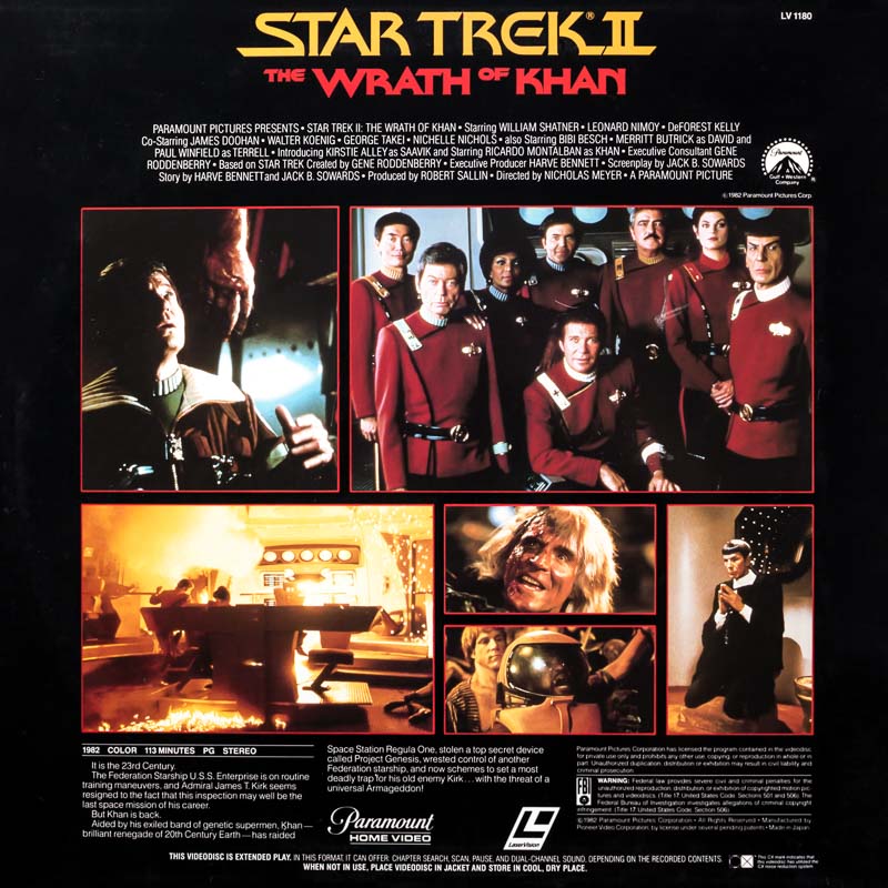 Star Trek 2 The Wrath of Khan Laser Disc movie collectible [Barcode 097360118063] - Main Image 2