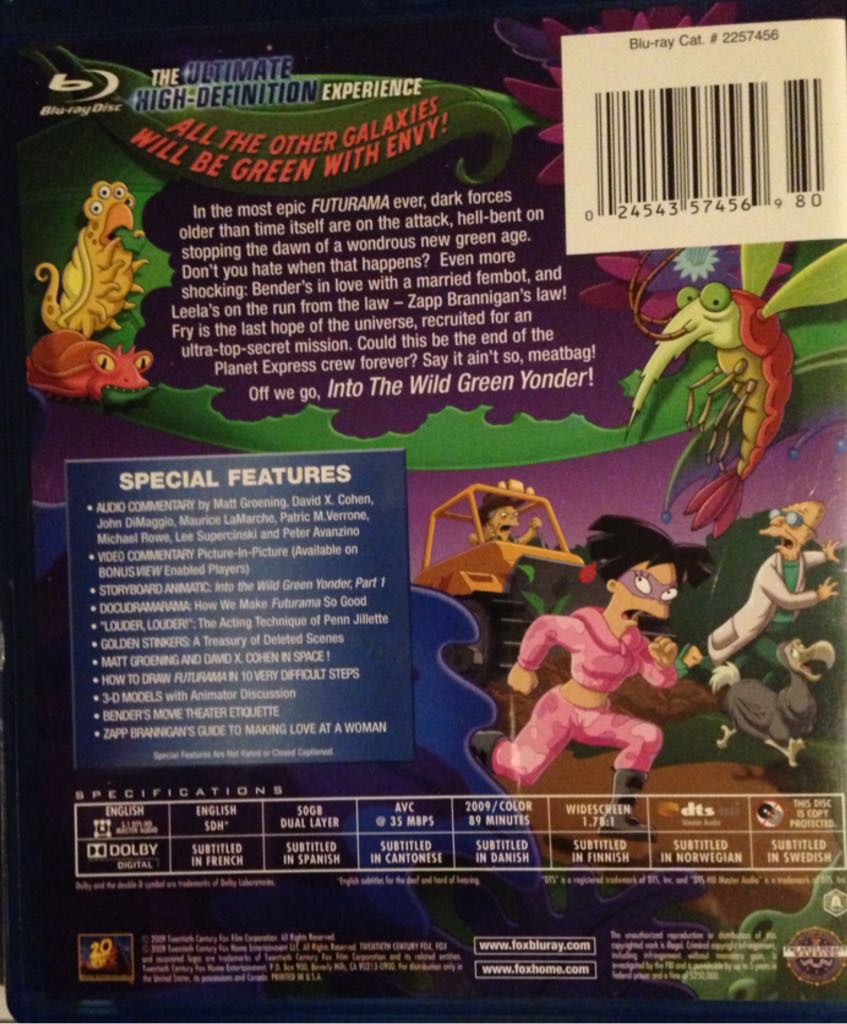 Futurama: Into the Wild Green Yonder Blu-ray movie collectible [Barcode 024543574569] - Main Image 2