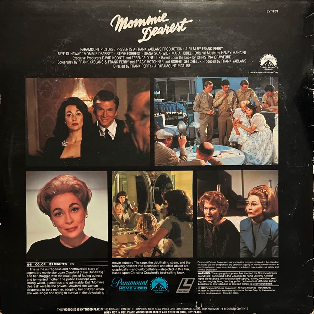 Mommie Dearest Laser Disc movie collectible [Barcode 9324915078758] - Main Image 2