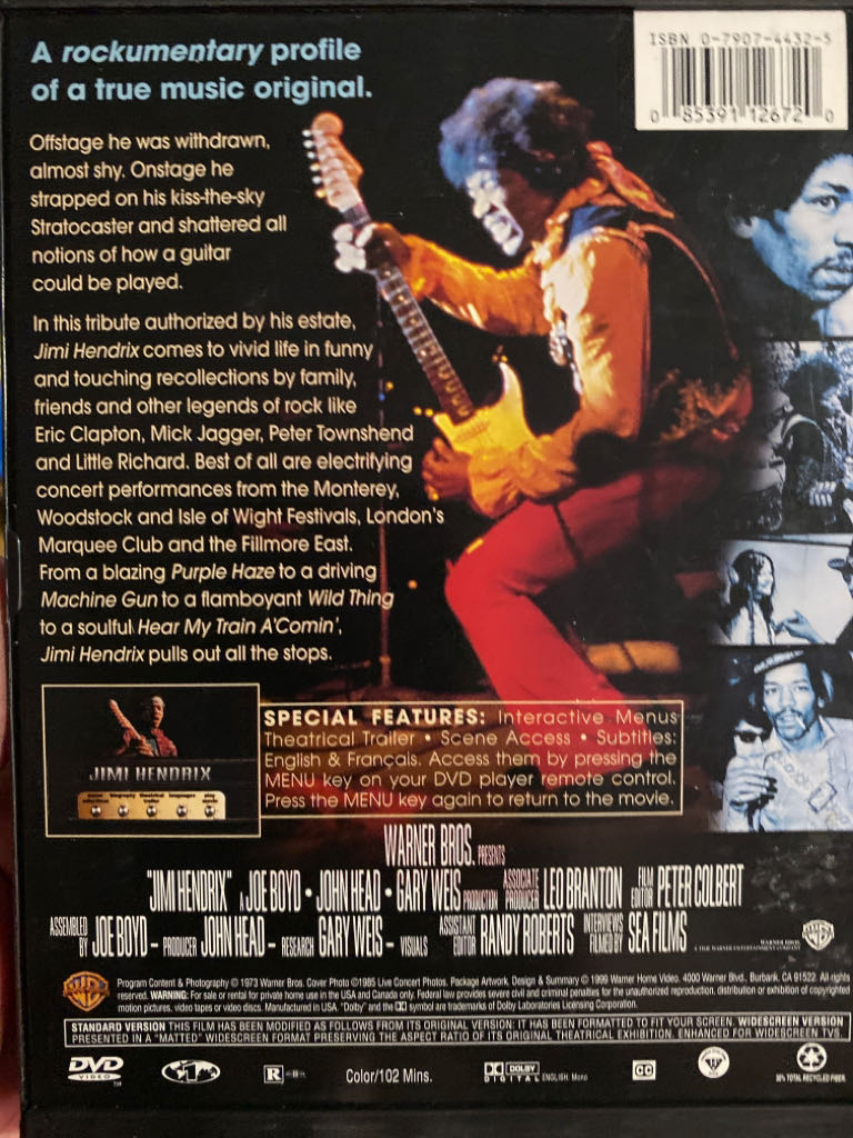 MUSIC : Hendrix, Jimi DVD movie collectible [Barcode 085391126720] - Main Image 2