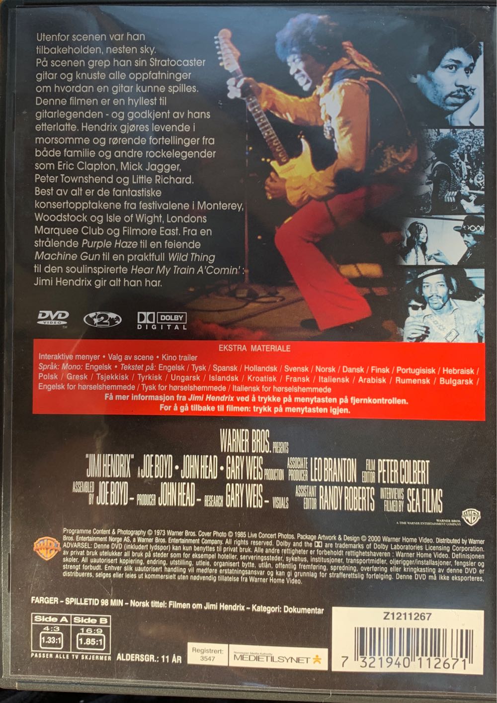 Jimi Hendrix Digital Copy movie collectible [Barcode 7321940112671] - Main Image 2