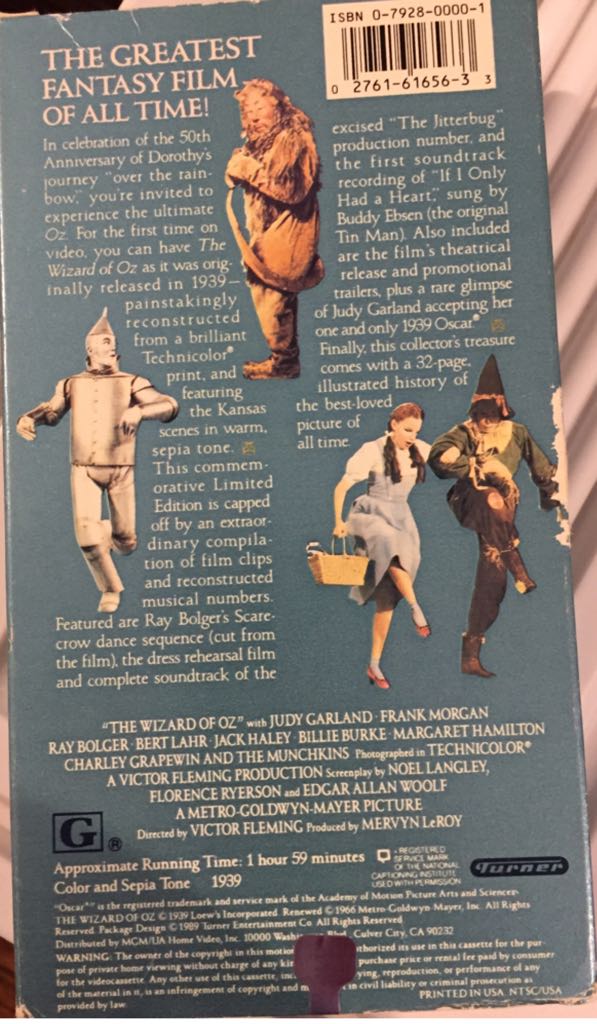The Wizard of Oz: 50th Anniversary Edition VHS movie collectible [Barcode 027616165633] - Main Image 2