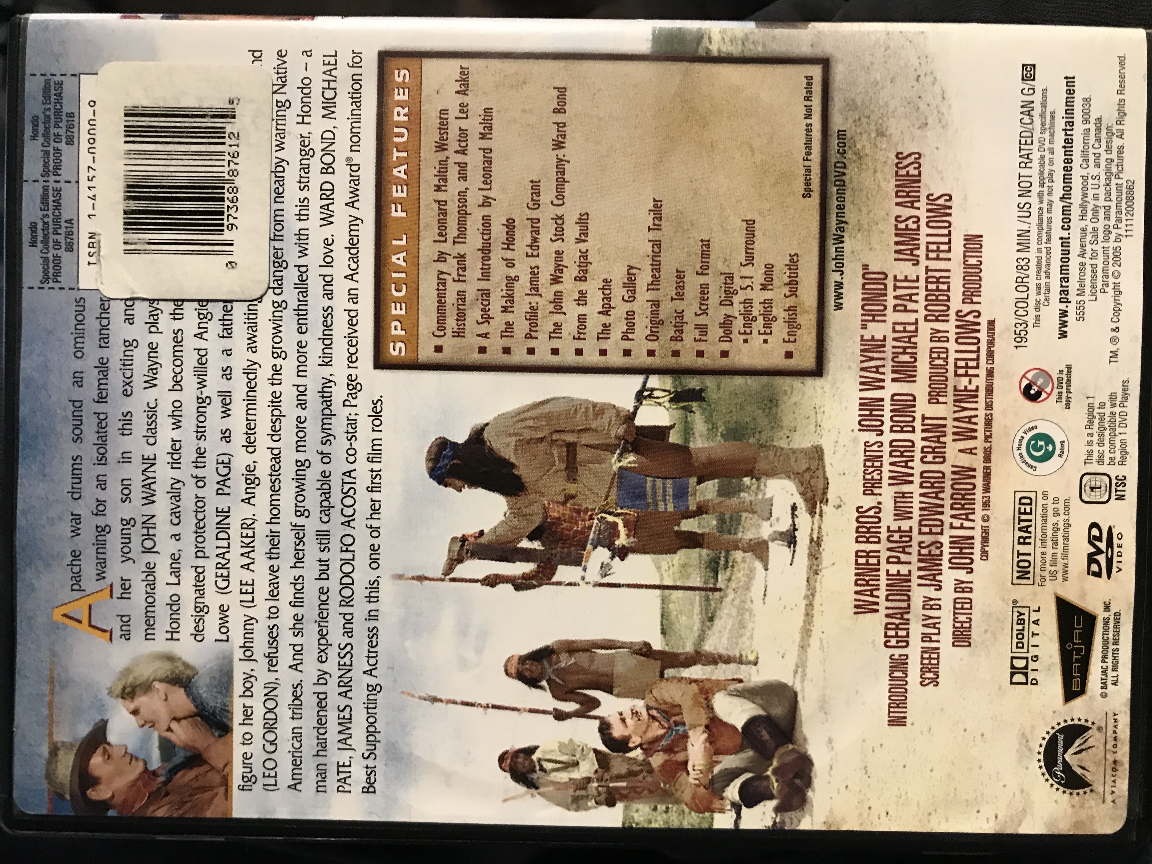 Hondo iTunes movie collectible [Barcode 097368876125] - Main Image 2