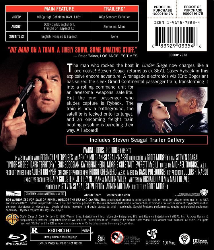 Under Siege 2: Dark Territory Blu-ray movie collectible [Barcode 883929033546] - Main Image 2