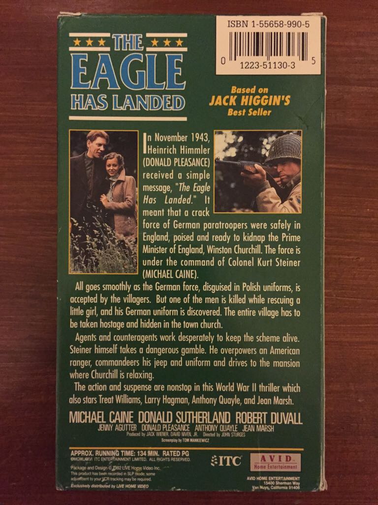 Eagle Has Landed, The VHS movie collectible [Barcode 012235113035] - Main Image 2