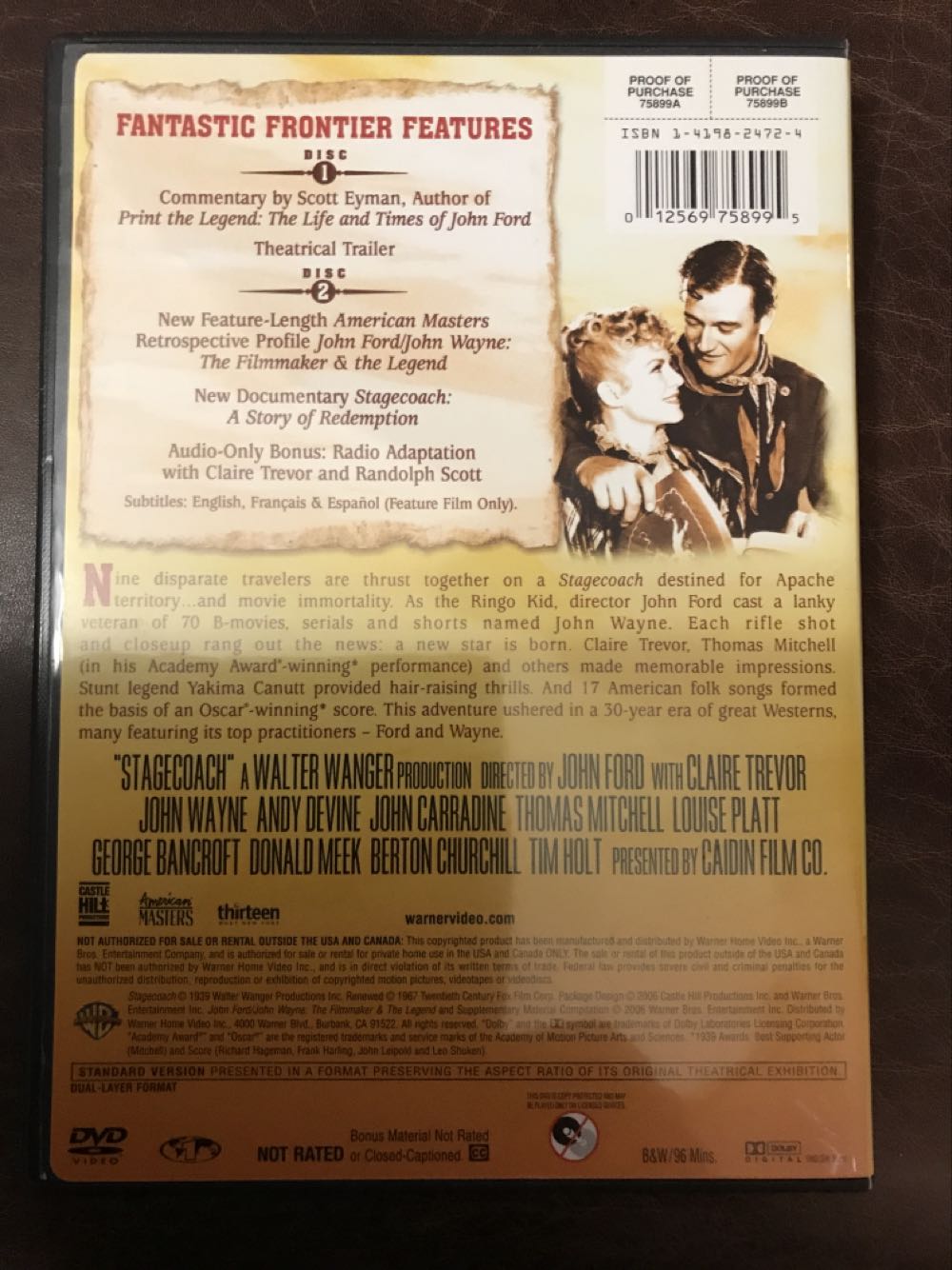 John Wayne Stagecoach DVD-R movie collectible [Barcode 012569758995] - Main Image 2