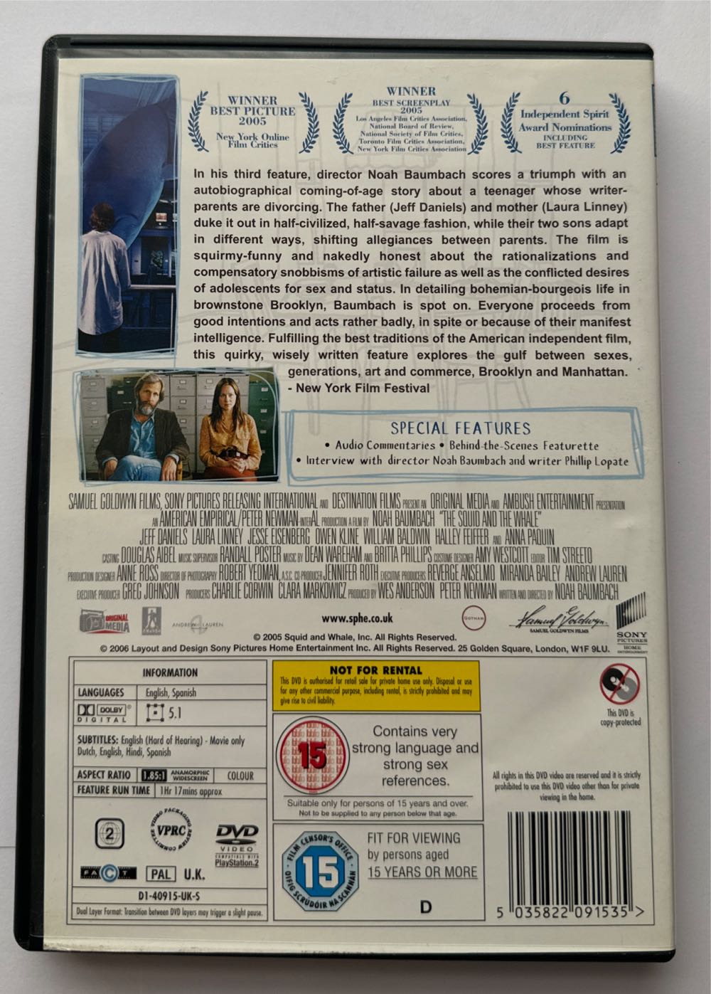 The Squid and the Whale DVD movie collectible [Barcode 5035822091535] - Main Image 2