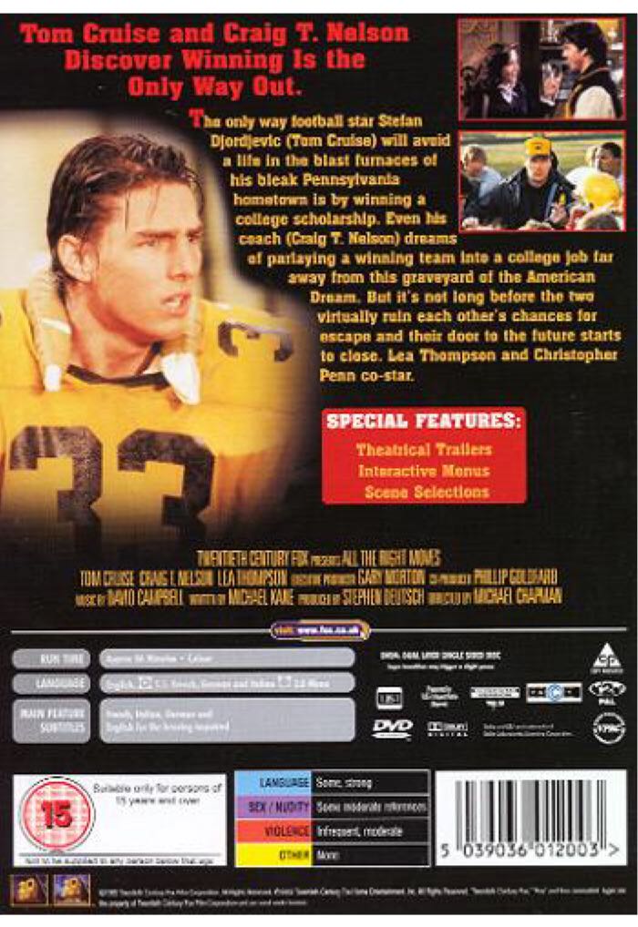 All the Right Moves DVD movie collectible [Barcode 024543170426] - Main Image 2